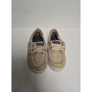 BOYS' SPERRY TOP SIDER TODDLER Hool And Loop BOAT SHOES Size 8 Slip On Tan